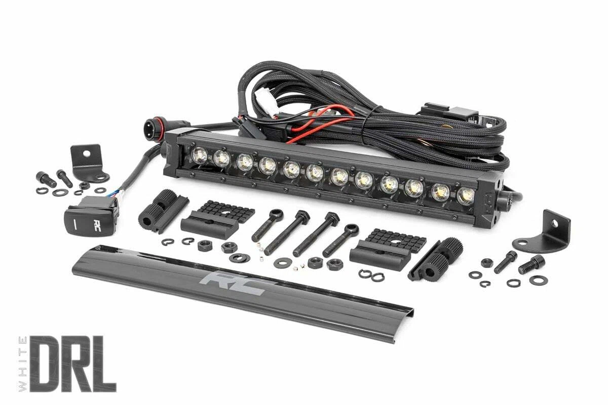 12 Inch Black Series LED Light Bar; Single Row; Cool White DRL 70712BLDRL