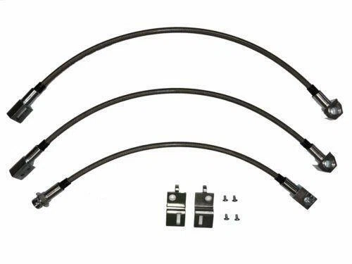 1968-69 Dodge Charger Brake Hose Kit w_ 8 3_4 Inch Rear Axle Braided - HSK0034SS