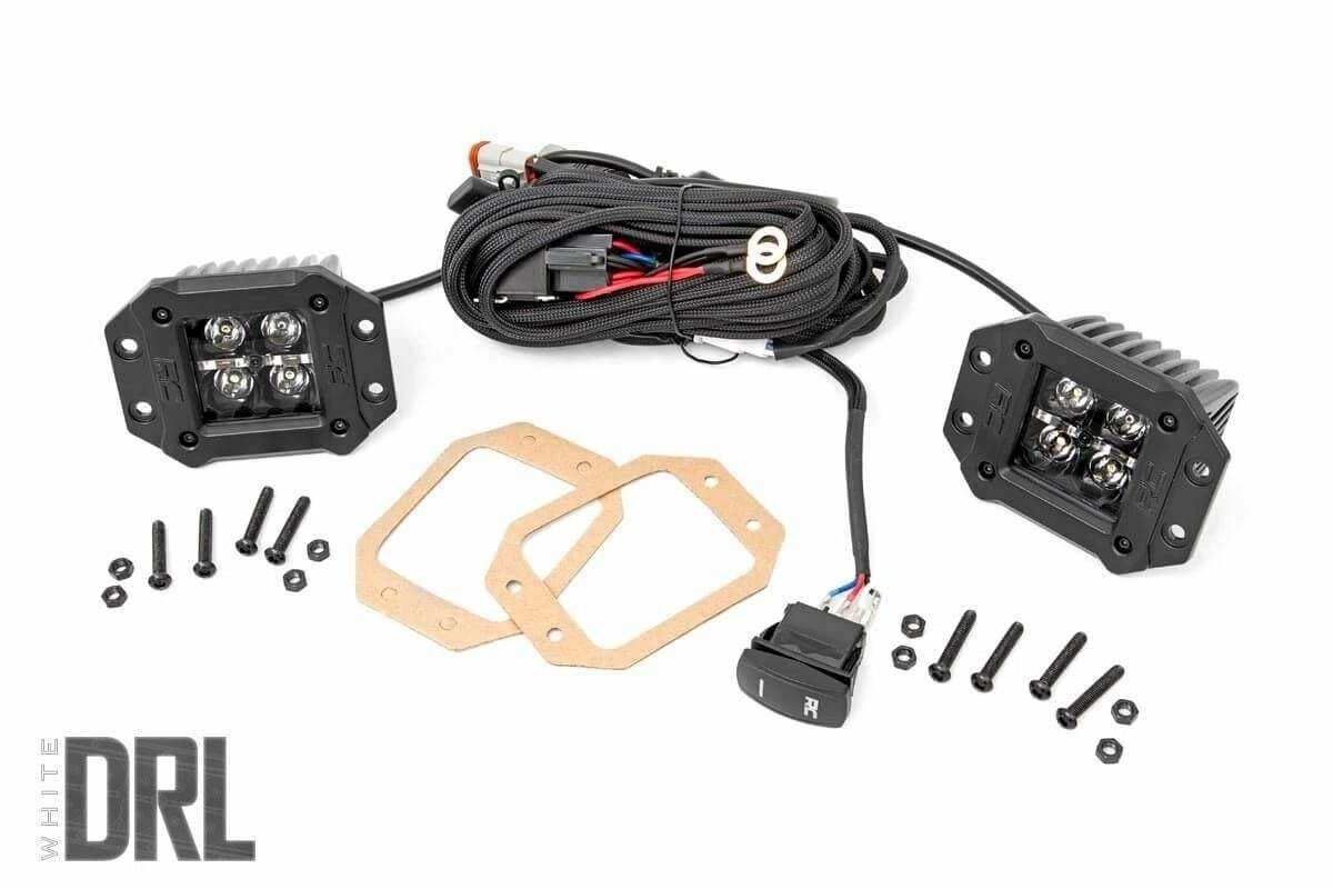 2 Inch Black Series LED Light Pods; Flush Mount; Cool White DRL 70803BLKDRL