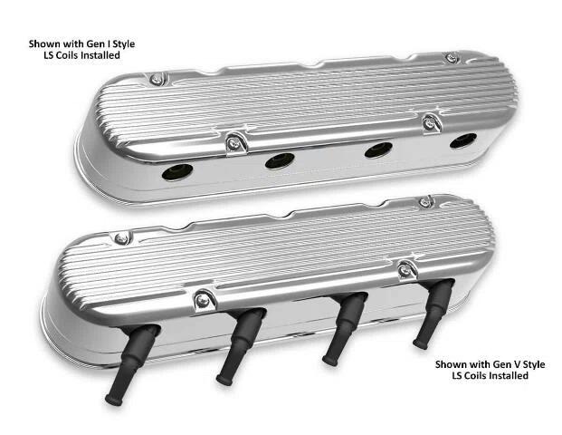 2-Pc LS Finned Valve Covers - Polished Finish - 241-181