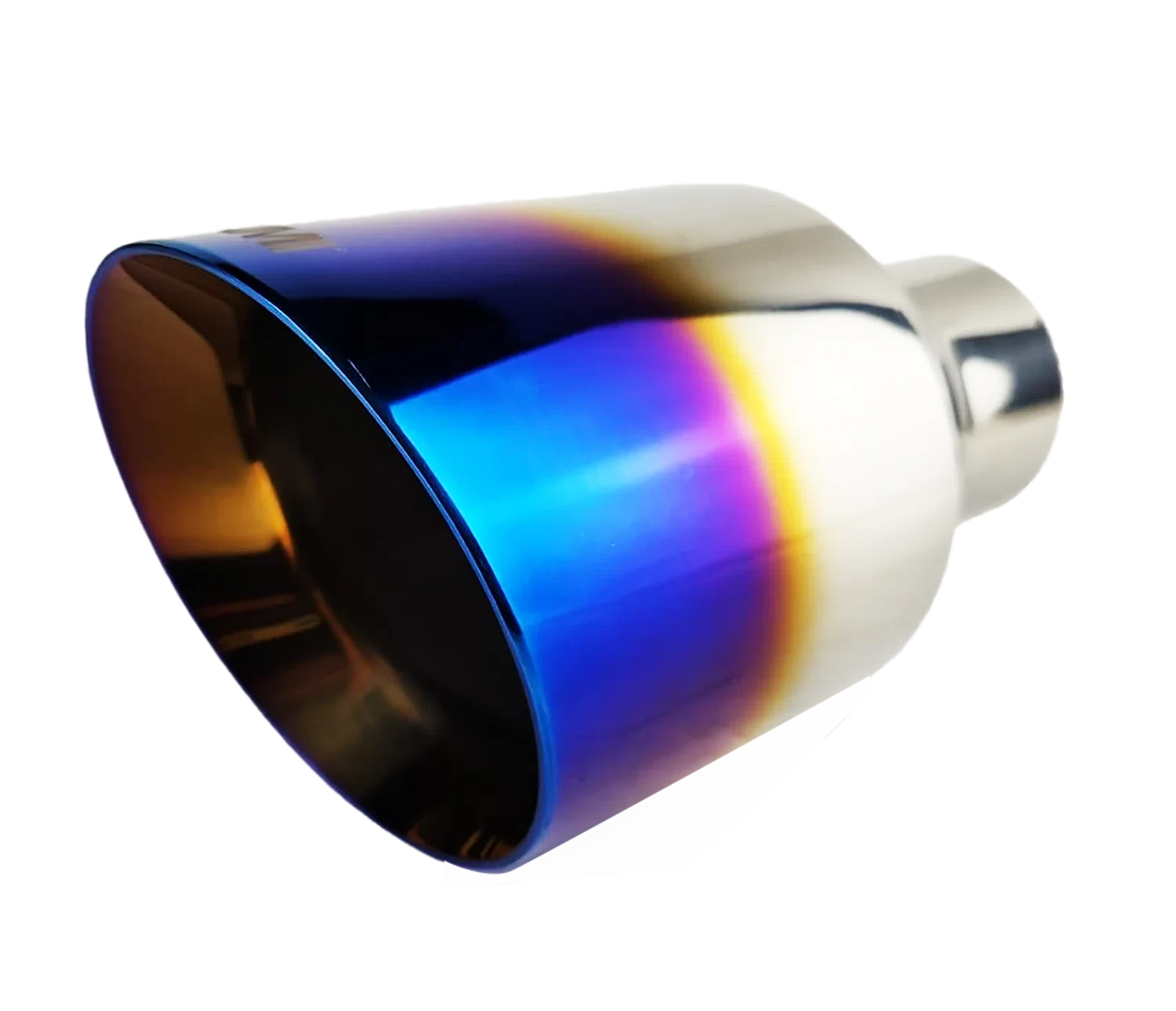 2.5_ ID_4.5_ OUT_8_ Single Round Double Wall Slant Cut Exhaust Tip-Blue NT-2549