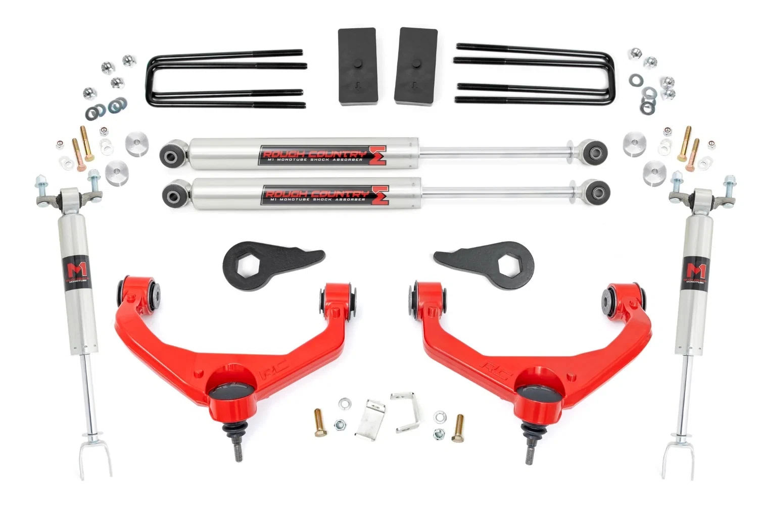 3.5 Inch Lift Kit; M1; w_ Overloads; Chevy_GMC 2500HD_3500HD (11-19) 97540RED