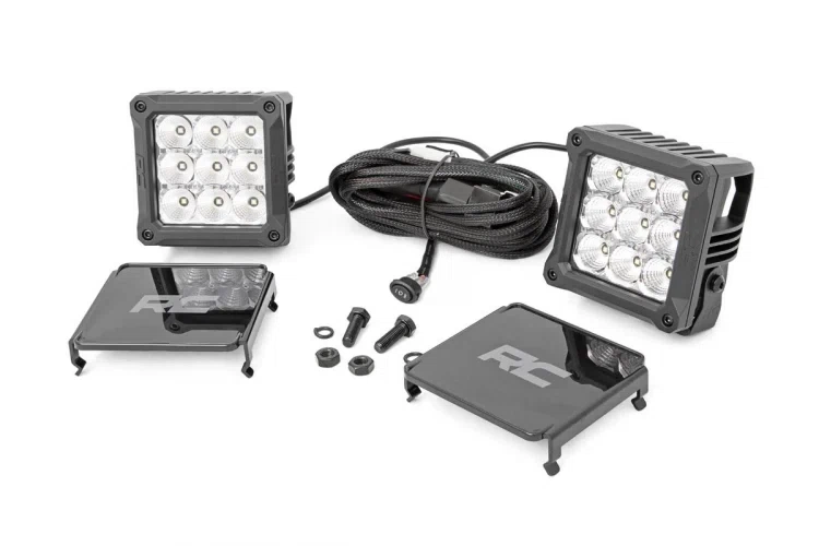 4 Inch Chrome Series LED Light Pods; Square; White DRL; Pair 70905DRL