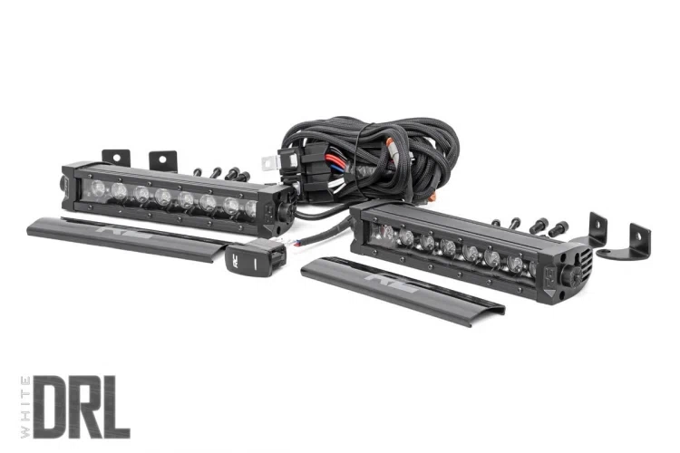 8 Inch Black Series LED Light Bar; Single Row; Cool White DRL; Pair 70728BLDRL