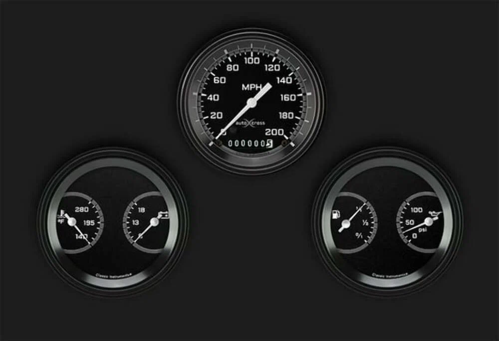 AutoCross Gray Three Gauge Set AX04GBLF