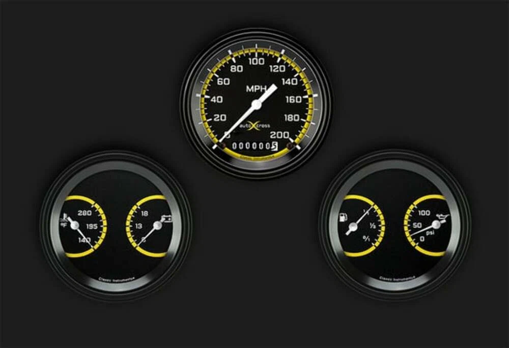 AutoCross Yellow Three Gauge Set AX04YBLF
