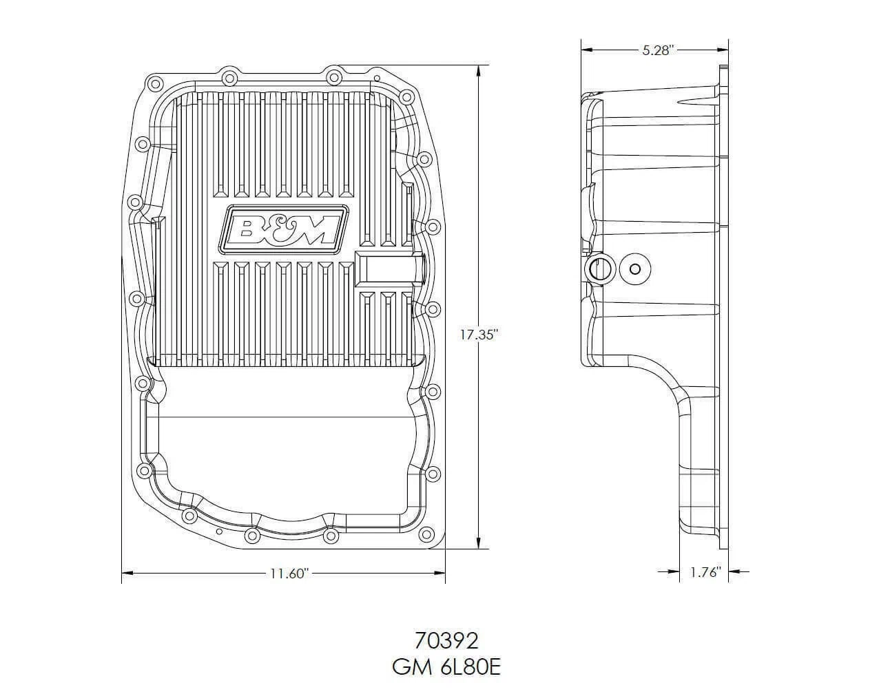 B&M 70392 Cast Aluminum Trans Pan for 6L80E - Natural