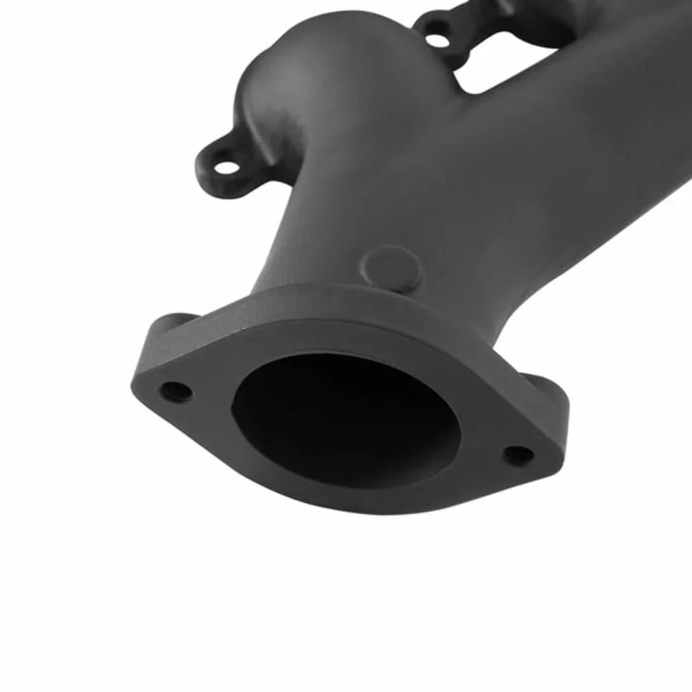 BlackHeart LS Swap Exhaust Manifolds-Rear Dump SBC Exit-Black - 8506-3HKR