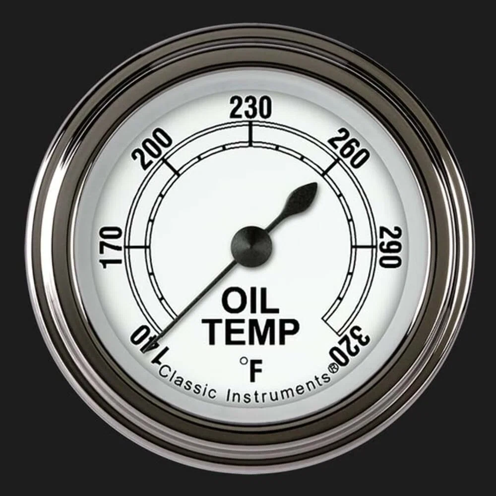 Classic White 2 1_8_ Oil Temperature Gauge CW128SLF