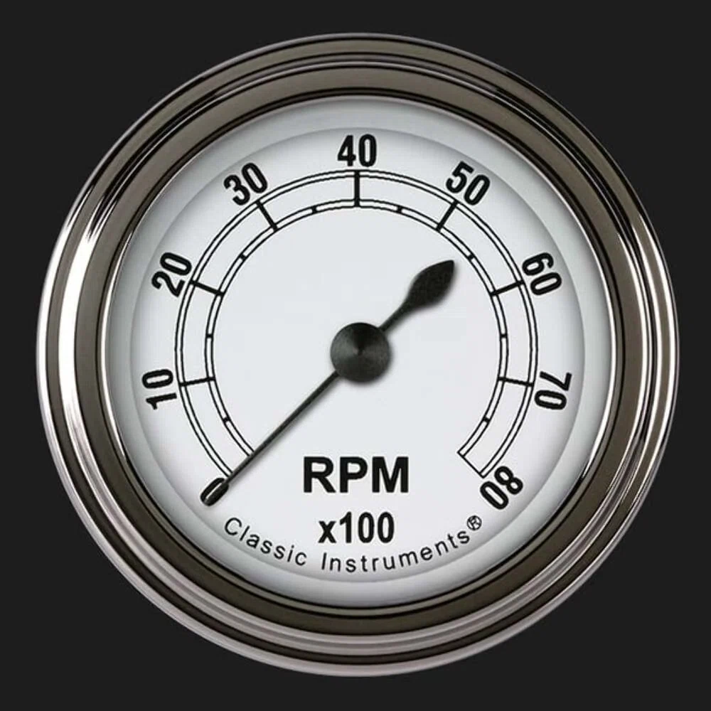 Classic White 2 1_8_ Tachometer CW183SLF
