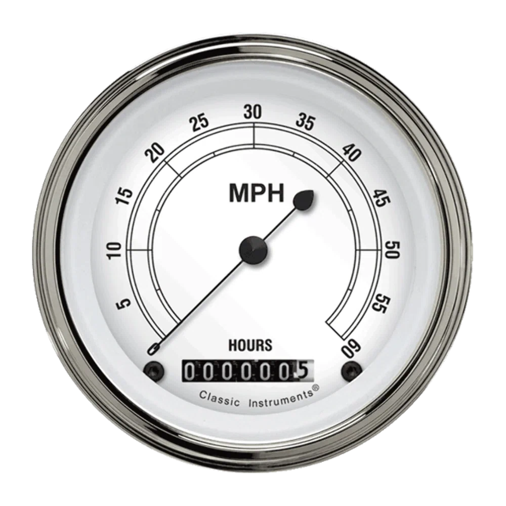 Classic White 3 3_8_ Low Speed Speedometer LSCW