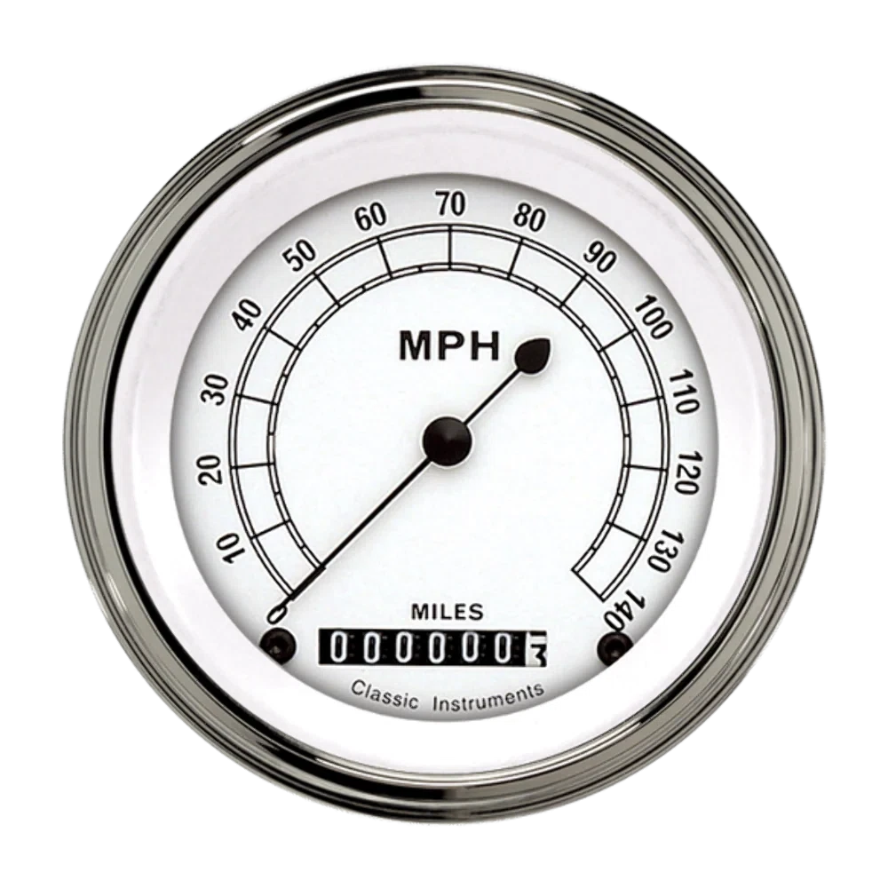 Classic White 3 3_8_ Speedometer CW55SLF