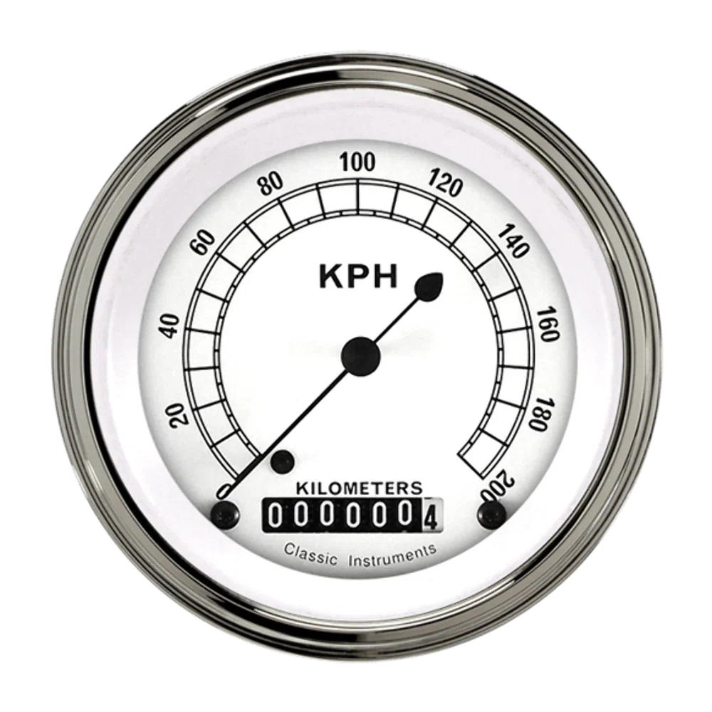 Classic White 3 3_8_ Speedometer CW59SLF