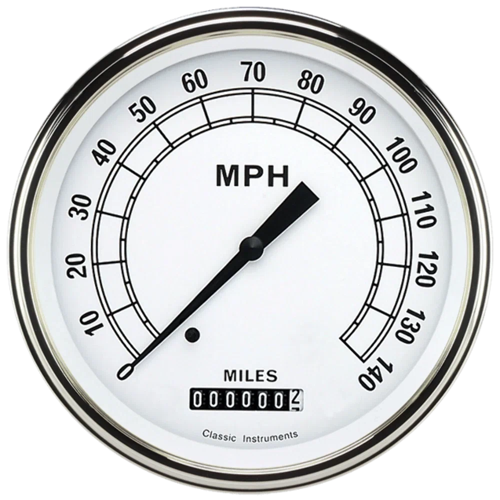 Classic White 4 5_8_ Speedometer CW56SLF