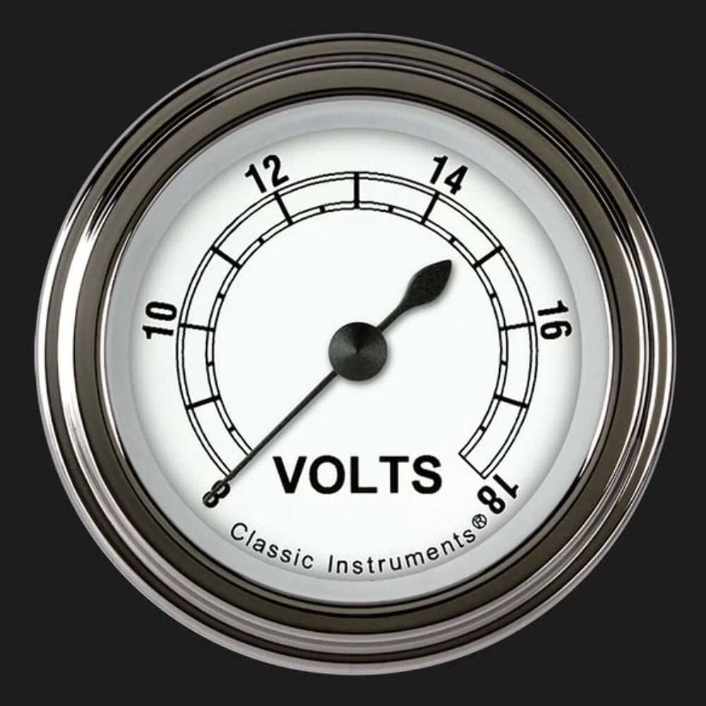 Classic White 2 1_8_ Voltage Gauge CW130SLF