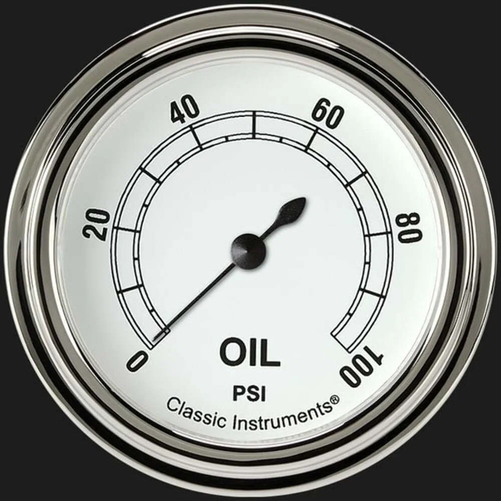 Classic White 2 5_8_ Oil Pressure Gauge CW381SLF