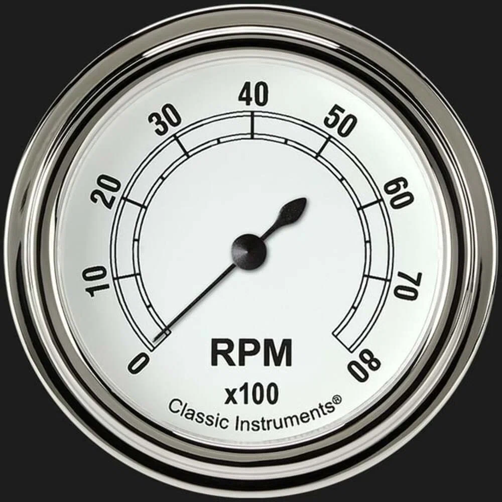 Classic White 2 5_8_ Tachometer CW383SLF
