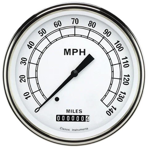 Classic White 4 5_8_ Speedometer CW56SLF