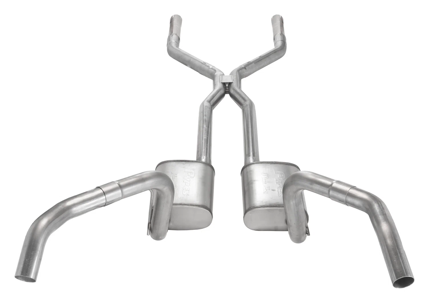 Crossmember Back w_H-Pipe Exhaust System 67-69 Split Rear Dual Exit 3 in