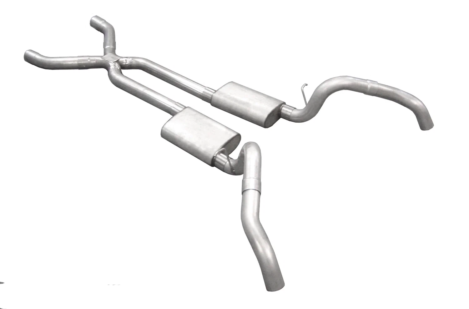 Crossmember Back w_X-Pipe Exhaust System 67-69 Split Rear Dual Exit 3 in