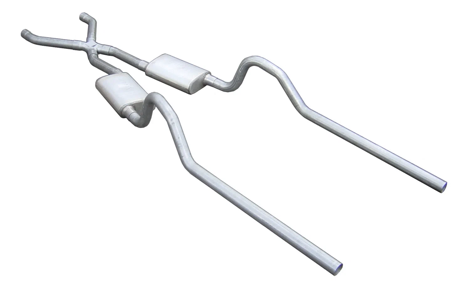 Crossmember Back w_X-Pipe Exhaust System Split Rear Dual Exit 2.5 in