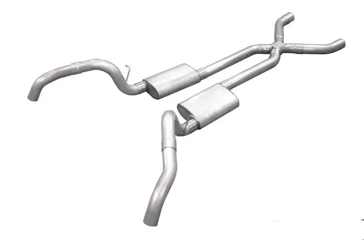 Crossmember Back w_X-Pipe Exhaust System 67-69 Split Rear Dual Exit