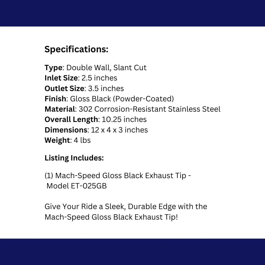 Dual Round Double Wall Slant Cut Tip Powered Coat Satin Black -ET-025SB