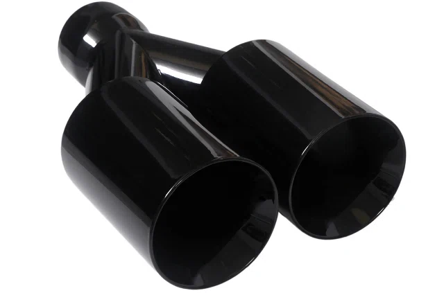 Dual Round Double Wall Straight Cut Tip Powered Coat Gloss Black-ET-0251GB