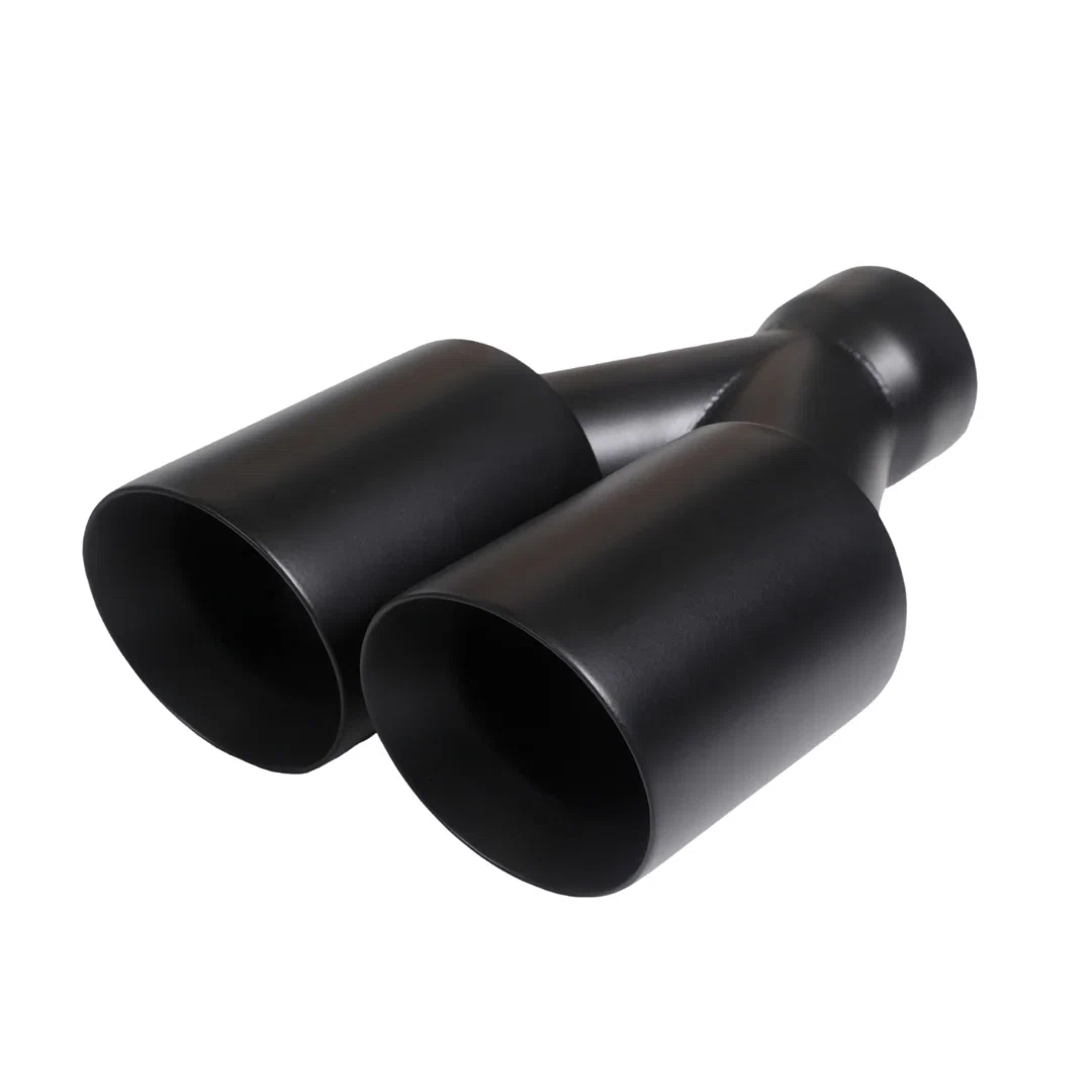 Dual Round Double Wall Straight Cut Tip Powered Coat Satin Black-ET-0251SB