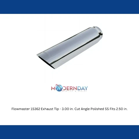 Exhaust Tip 3_in Cut Angle Polished SS 2.5_in Weld-On Flowmaster