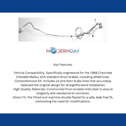 Fits 1968 Chevrolet Chevelle Front Brake Line Set FBL711