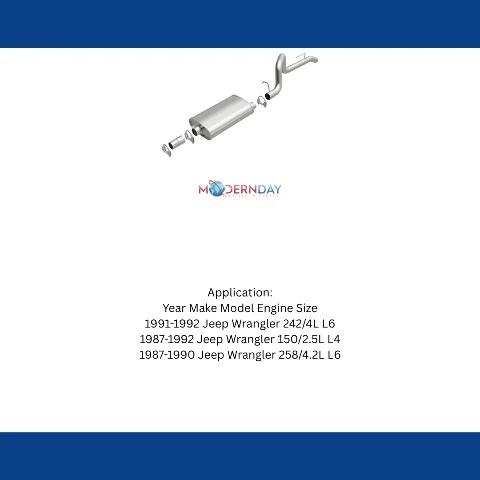 Fits 1987-1992 Jeep Wrangler Direct-Fit Replacement Exhaust System 106-0051