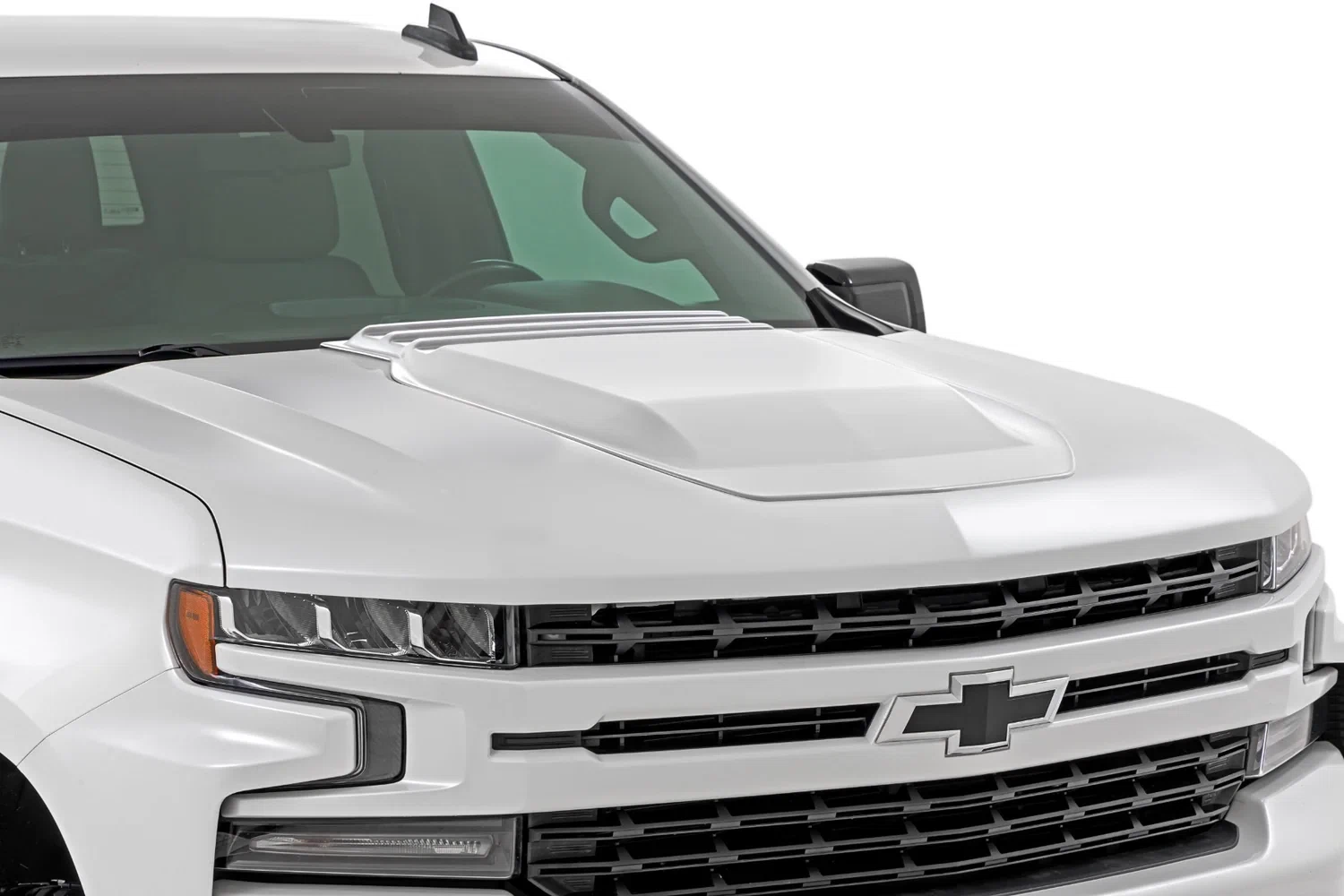 Fits 2019-2024 Silverado 1500 Hood Scoop; GAZ Summit White; HS10010-GAZ
