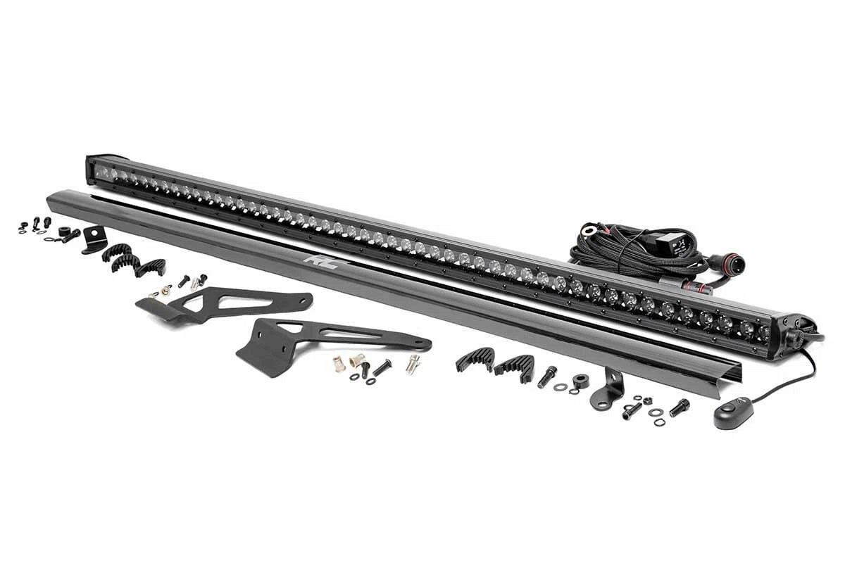 Fits Can-Am Defender HD 5_8_9_10 LED Light Windhshield 50_ Blk Single Row 71026