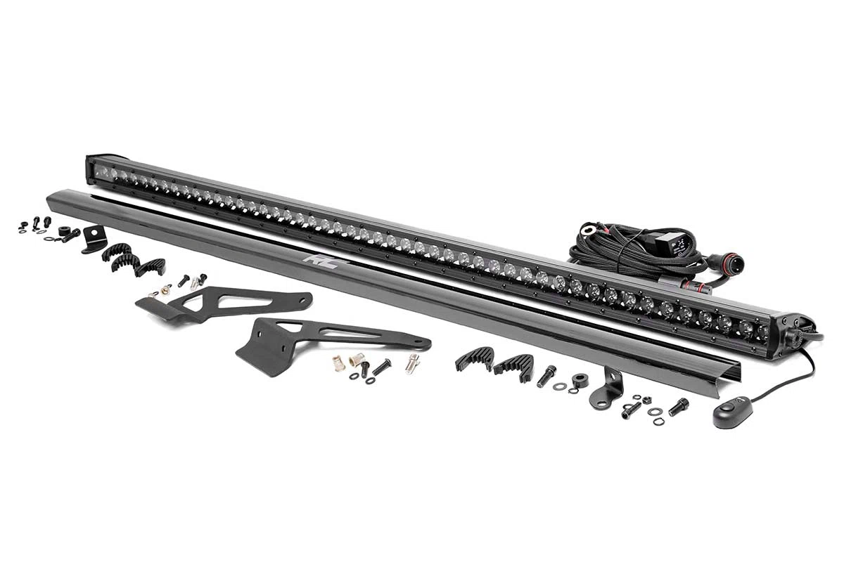 Fits Can-Am Defender HD 5_8_9_10 LED Light Windhshield 50_ Blk Single Row 71026