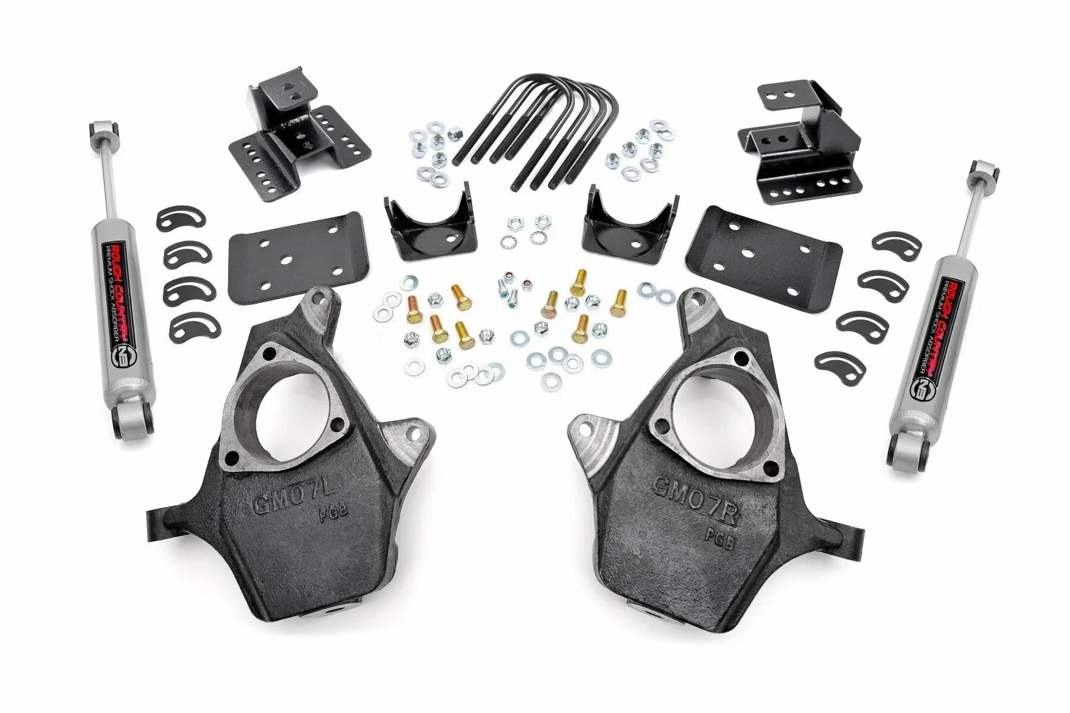 Fits Chevy_GMC 1500 (99-06 & Classic) Lowering Kit; 2 Inch FR; 4 Inch RR; 722.2