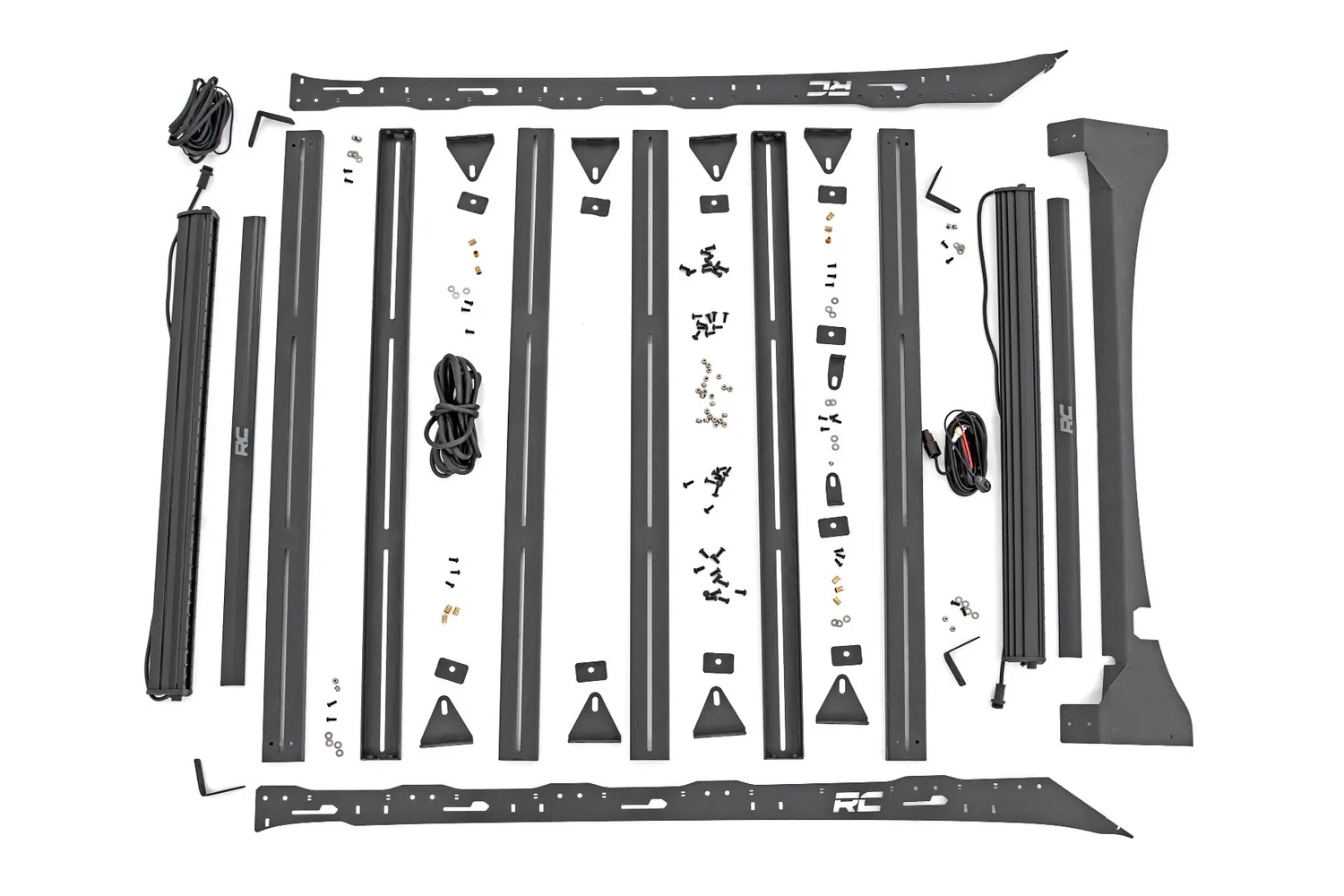 Fits Ford F-150 2&4WD (15-18) Roof Rack; FR & RR 40_ Single Row BLK LEDs; 51022