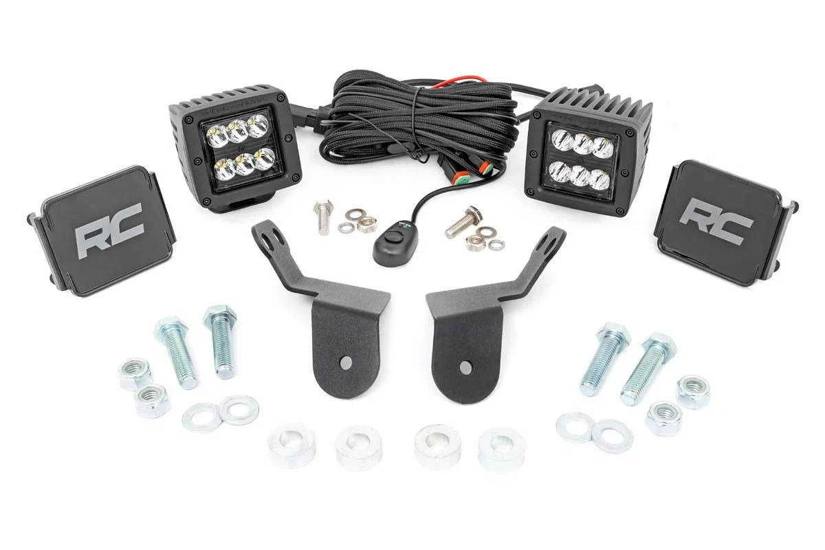 Fits Honda Pioneer LED Light Kit; Cage Mount; 2_ Black Pair; 92009