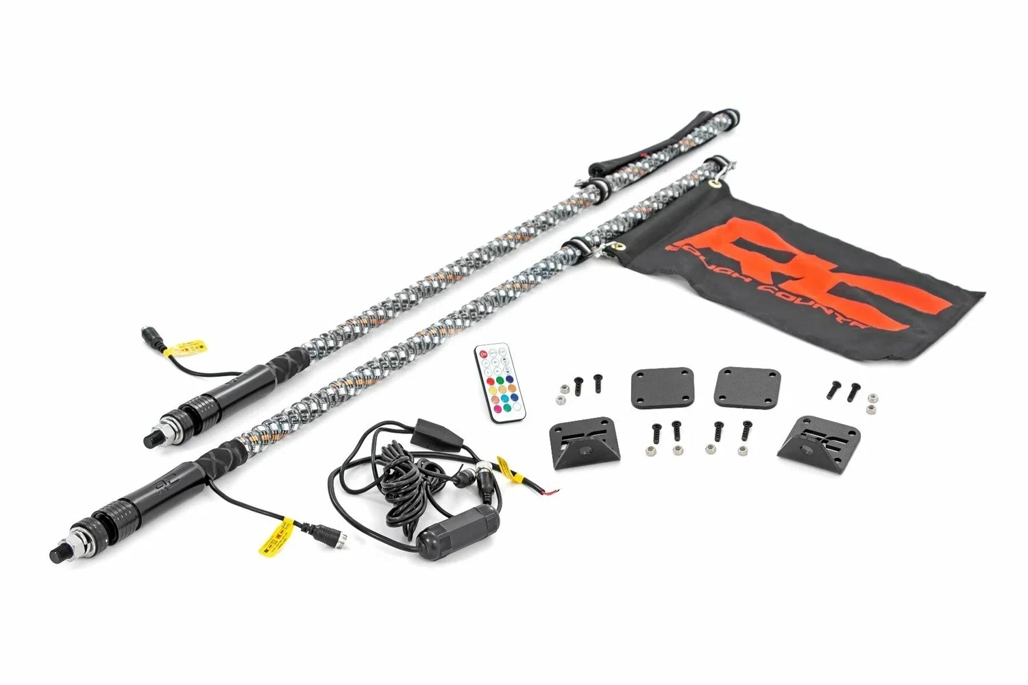 Fits Honda Talon 1000 Whip Mount; Bed; 4' Multl-Color LED Whip Pair; 92039