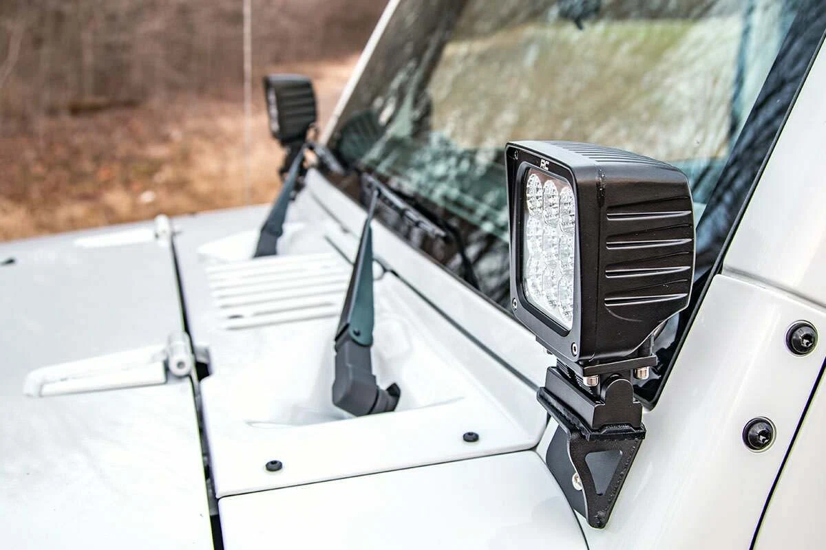 Fits Jeep Wrangler JK (07-18) Light Mounts; Lower Windshield; 6004