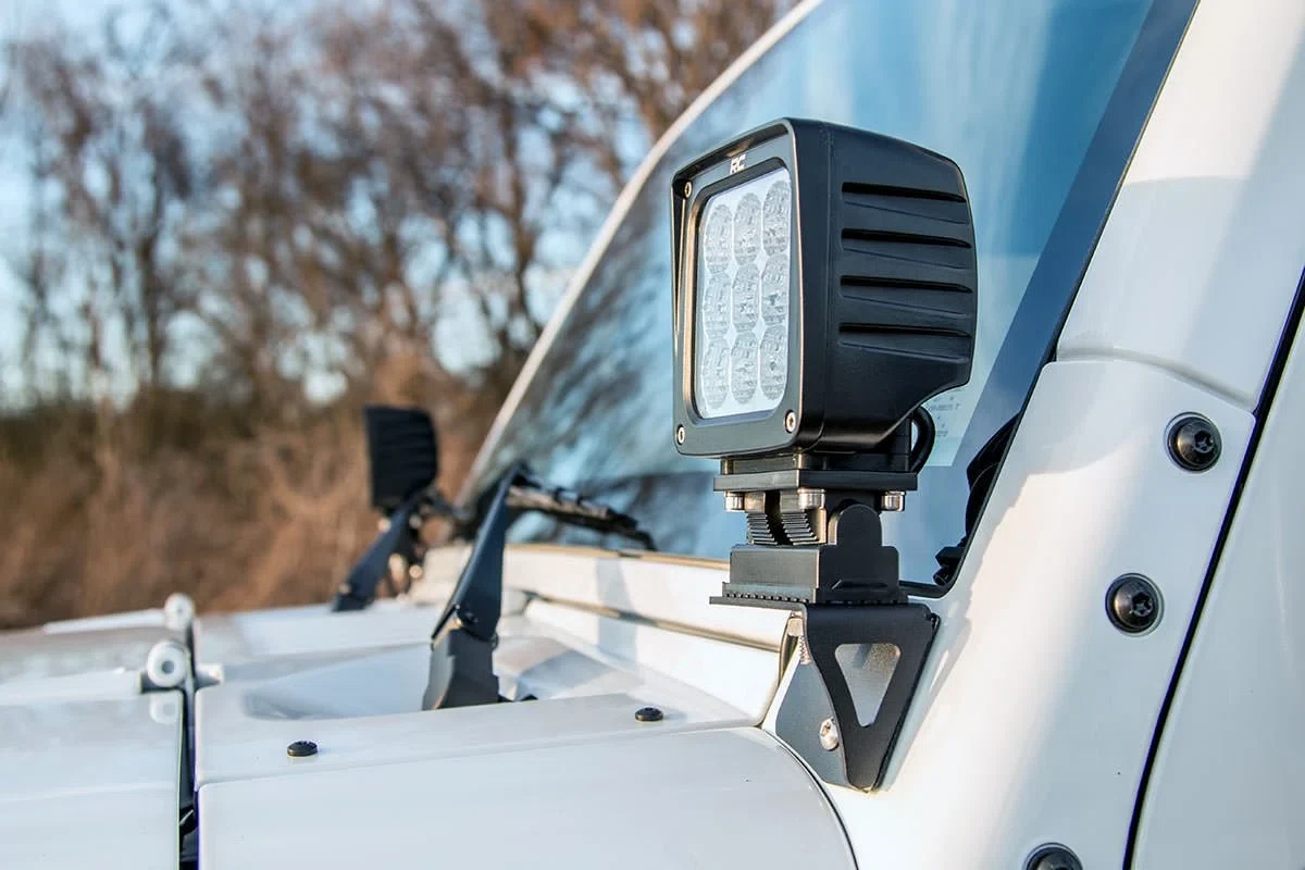 Fits Jeep Wrangler JK (07-18) Light Mounts; Lower Windshield; 6004