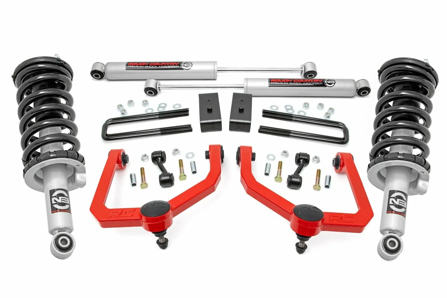 Fits Nissan Titan 4WD (2017-2024) 3 Inch Lift Kit; N3 Struts & Shocks; 83431RED