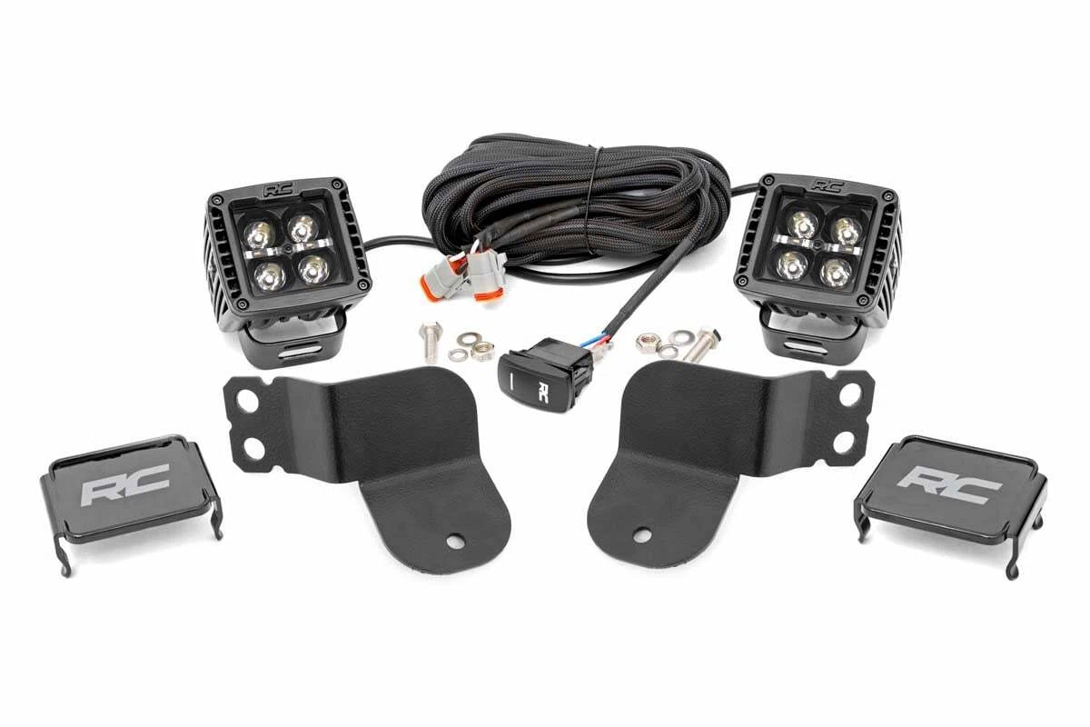 Fits Polaris General LED Light Kit; Cage Mount; 2_ Black Pair; Amber DRL; 93024