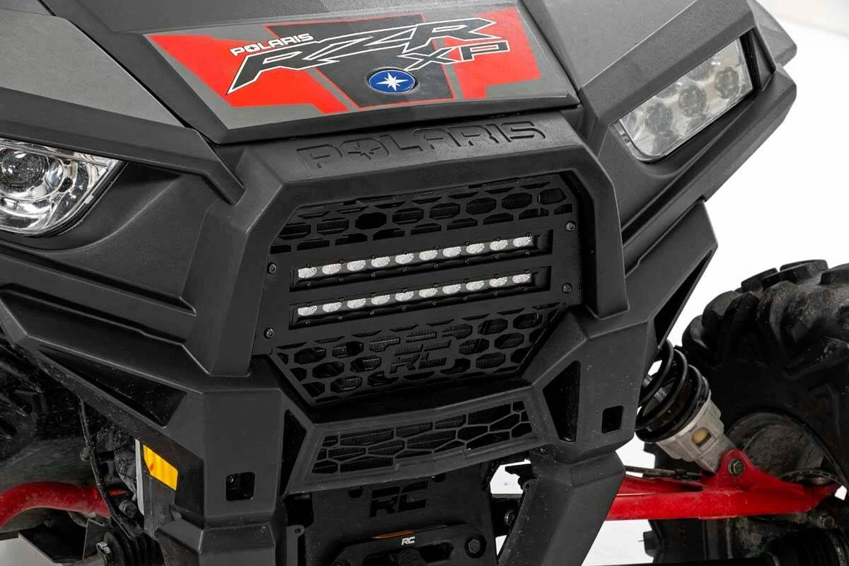 Fits Polaris RZR XP 1000 Grille Kit; 10_ Black Slimline LED Pair; 93041