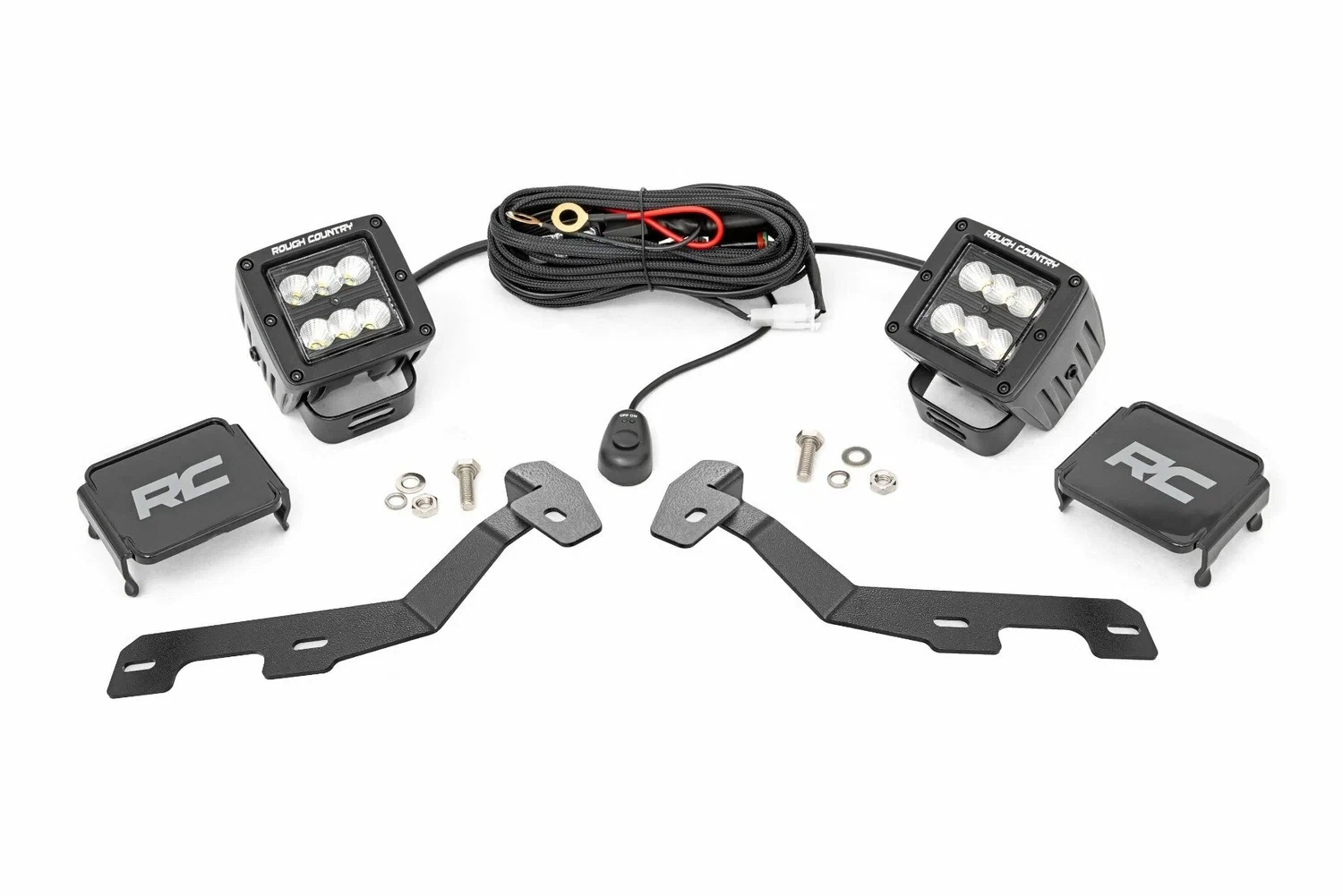 Fits Ram 1500 2&4WD (19-25) LED Light Kit; Ditch Mount; 2_ Black Pair; 82291