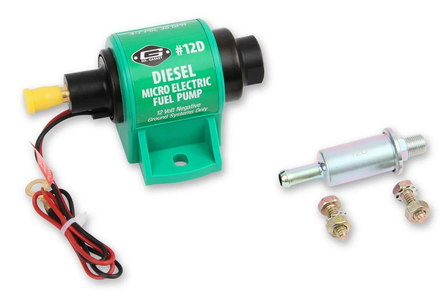 Mr Gasket 12D Electric Fuel Pump 35gph Free Flow for Diesel Engines 4-7 PSI