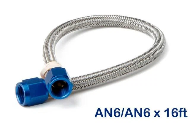 NOS Stainless Steel Braided Hose -6AN 16-foot Blue - 15480NOS