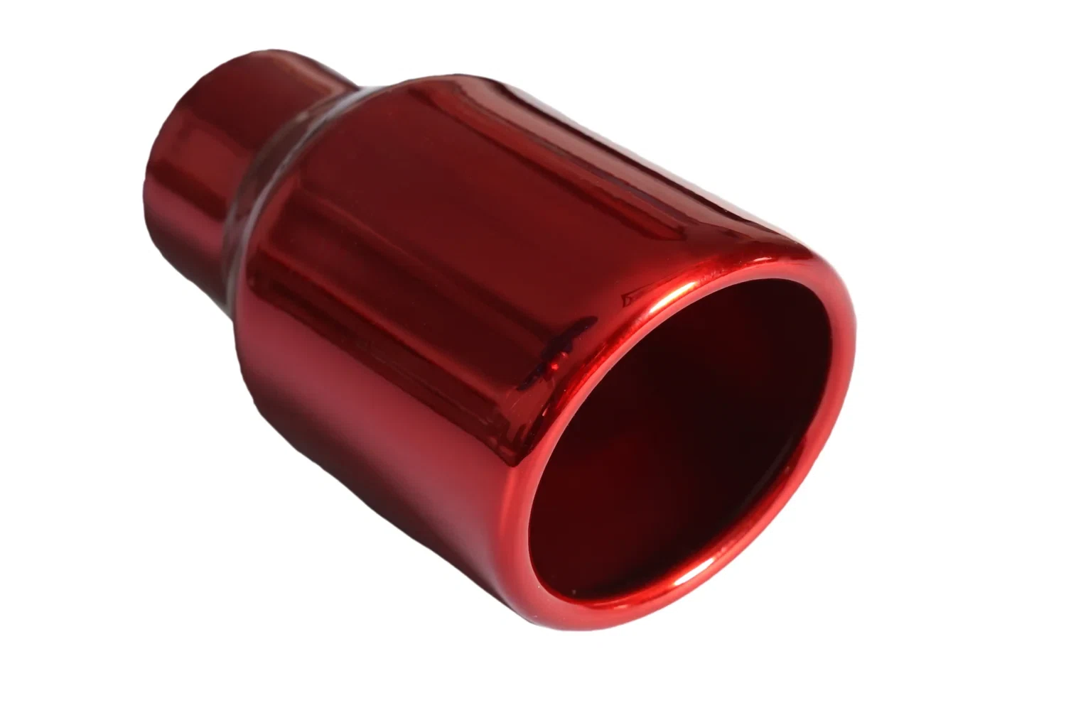 Rolled Edge Slant Cut Stainless Steel Tip Powered Coated JDM Red-T819R