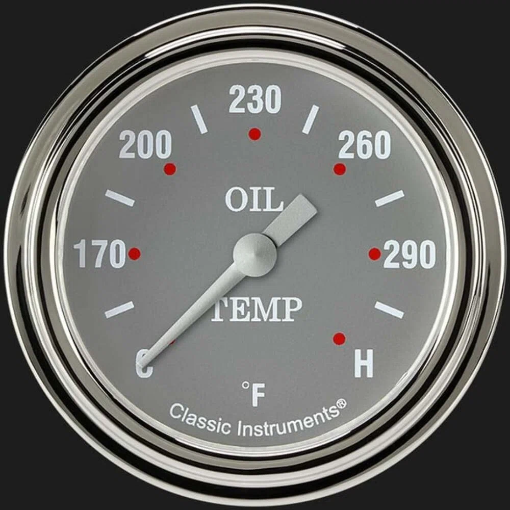 Silver Gray 2 5_8_ Oil Temperature Gauge SG328SLF