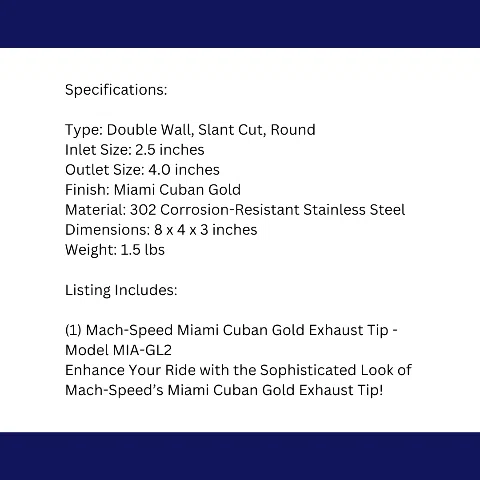 Single Round Double Wall Slant Cut Tip Miami Gold Bolt-On-MIA-GL2